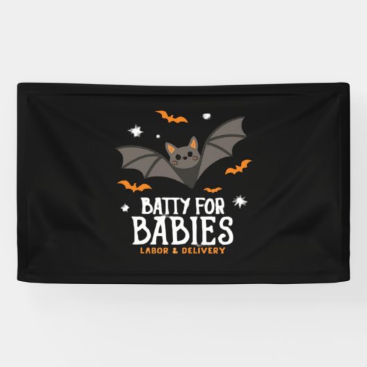 Schattigee Batty voor baby's Arbeid en bevalling V Spandoek (Horizontaal)