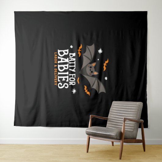 Schattigee Batty voor baby's Arbeid en bevalling V Wandkleed (In Situ (horizontaal))