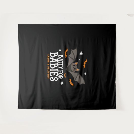 Schattigee Batty voor baby's Arbeid en bevalling V Wandkleed (Voorkant (horizontaal))