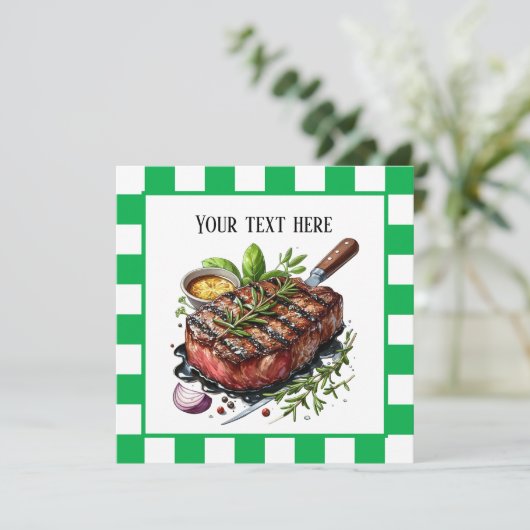 Schattigee BBQ Steak party Kaart (Staand voorkant)