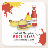 Schattigee BBQ Verjaardagsfeest Custom Kartonnen Onderzetters (Voorkant)