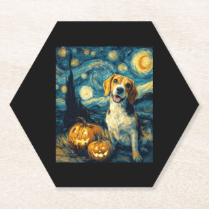 Schattigee beagle Dog Halloween Jack O Lantern Pum Kartonnen Onderzetters