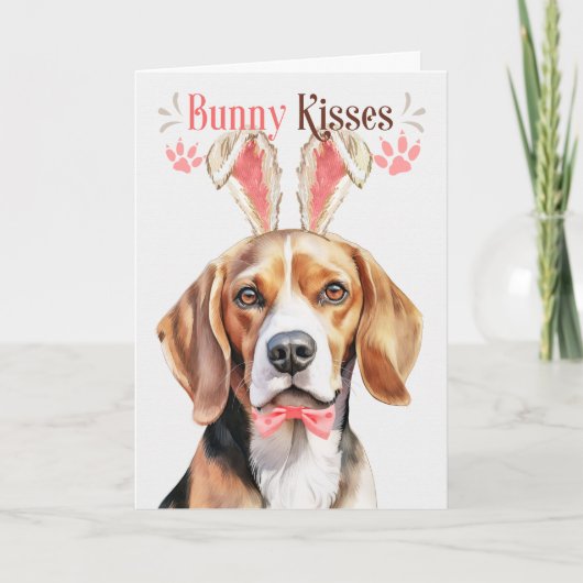 Schattigee Beagle Dog in Konijnenoren Pasen Feestdagen Kaart (Voorkant)
