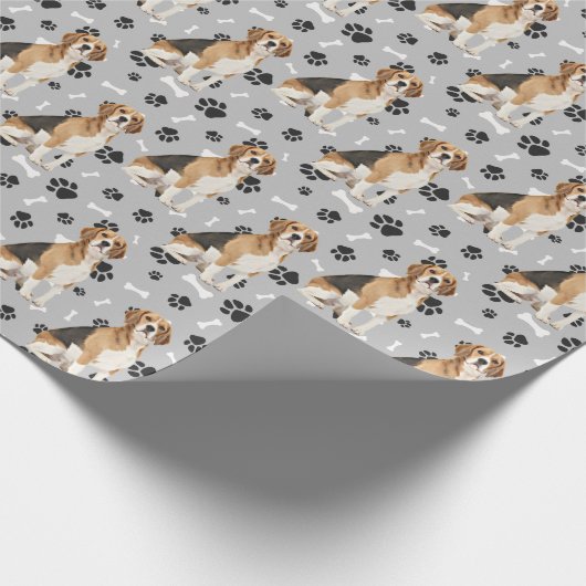 Schattigee Beagle Dog Paw Prints Alle Gelegenheid Cadeaupapier (Hoek)