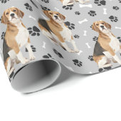 Schattigee Beagle Dog Paw Prints Alle Gelegenheid Cadeaupapier (Rol Hoek)