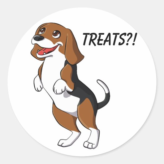 Schattigee Beagle Dog Puppy Treats Yum Dinner Time Ronde Sticker (Voorkant)