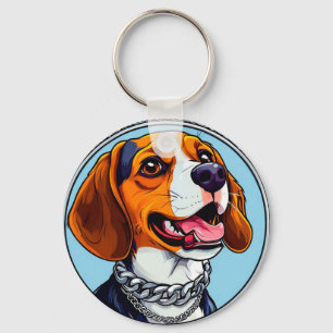 Schattigee beagle Dog Sleutelhanger