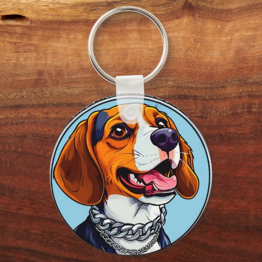Schattigee beagle Dog Sleutelhanger (Achterkant)
