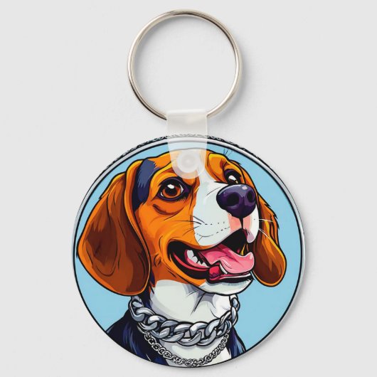 Schattigee beagle Dog Sleutelhanger (Achterkant)