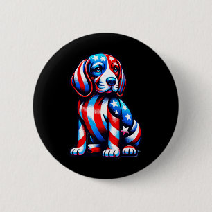 Schattigee Beagle Dog USA Vlag Vrouwen Mannen Hond Ronde Button 5,7 Cm