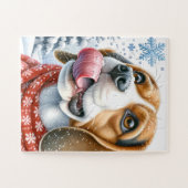 Schattigee Beagle Dog Winter Vakantie Sneeuwvlokke Legpuzzel (Horizontaal)