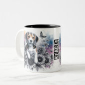 Schattigee Beagle Dog Wrap Tweekleurige Koffiemok (Voorkant links)