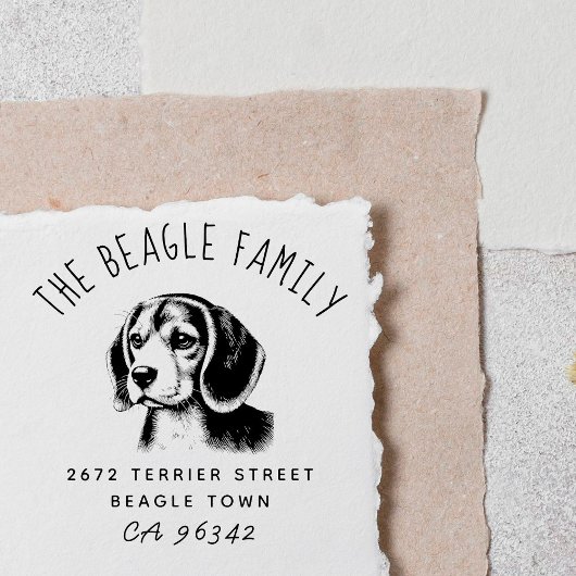 Schattigee Beagle familienaam retouradres Rubberstempel