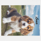 Schattigee Beagle gepersonaliseerd Fleece Deken (Voorkant (Horizontaal))