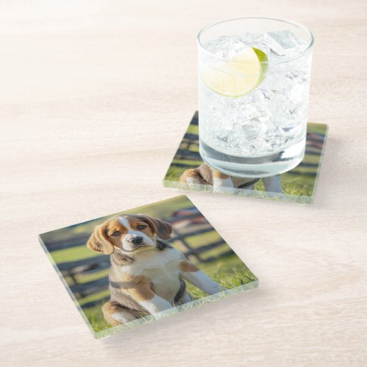 Schattigee Beagle Glass Onderzetters (Schuin)
