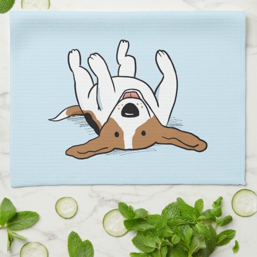 Schattigee Beagle Happy Cartoon Dog Fun Dierenvrie Theedoek (Gevouwen)