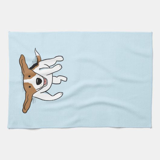 Schattigee Beagle Happy Cartoon Dog Fun Dierenvrie Theedoek (Horizontaal)
