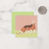 Schattigee Beagle & Harten Illustratie Notitiekaartje (Voorkant / Achterkant in situ)