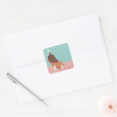 Schattigee Beagle & Harten Illustratie Vierkante Sticker (Envelop)