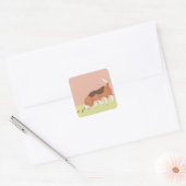 Schattigee Beagle & Harten Illustratie Vierkante Sticker (Envelop)