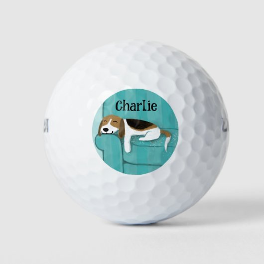 Schattigee Beagle Hondenliefhebber Custom Golfballen (Voorkant)