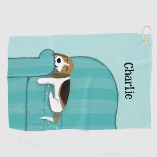 Schattigee Beagle Hondenliefhebber Custom Golfhanddoek (Horizontaal)