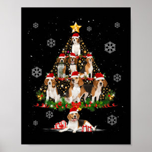 Schattigee Beagle Hondenliefhebbers Kerstboom Ligh Poster