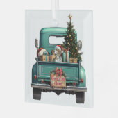 Schattigee Beagle Hound Dog Retro Truck Kerst Glas Ornament (Voorkant links)