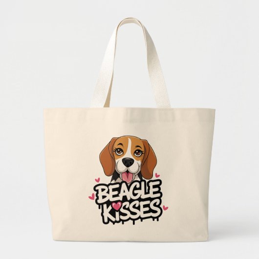 Schattigee Beagle Kusjes Hondenliefhebber Gift Car Grote Tote Bag (Voorkant)
