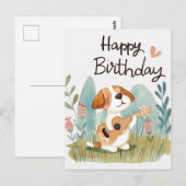 Schattigee Beagle met een gitaar Happy Birthday Briefkaart (Voorkant / Achterkant)