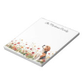 Schattigee Beagle met Wildflowers Gepersonaliseerd Notitieblok (Linkerzijde)