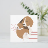 Schattigee Beagle Moeder & Baby Illustratie Bedankkaart (Staand voorkant)