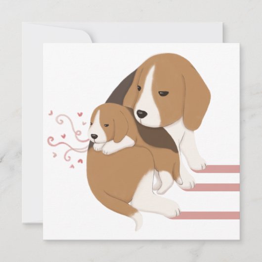 Schattigee Beagle Moeder & Baby Illustratie Bedankkaart (Voorkant)