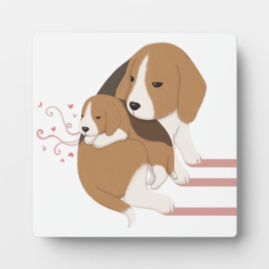 Schattigee Beagle Moeder & Baby Illustratie Fotoplaat (Voorkant)