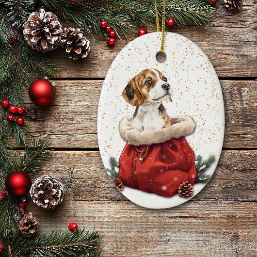 Schattigee Beagle Puppy Dog Christmas Gift Bag Keramisch Ornament