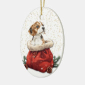 Schattigee Beagle Puppy Dog Christmas Gift Bag Keramisch Ornament (Links)