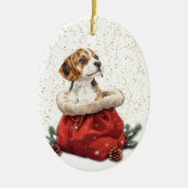 Schattigee Beagle Puppy Dog Christmas Gift Bag Keramisch Ornament (Voorkant)