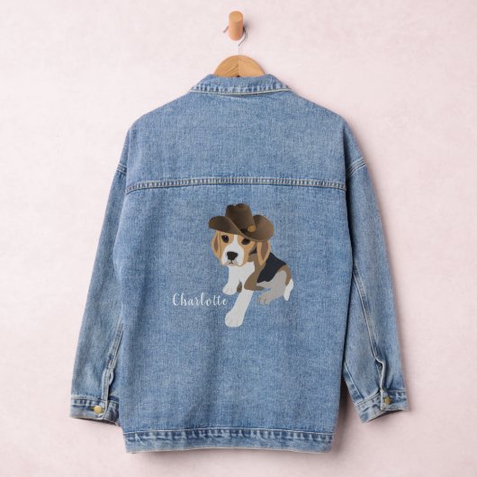 SCHATTIGEE BEAGLE PUPPY DOG IN BRUINE COWBOY PET N DENIM JACKET (Hangar)