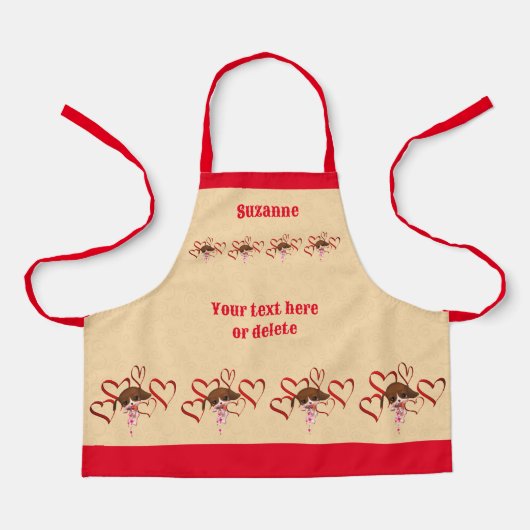 Schattigee Beagle puppy en harten gepersonaliseerd Schort (Voorkant)