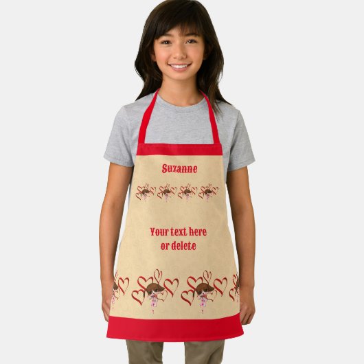 Schattigee Beagle puppy en harten gepersonaliseerd Schort (Insitu)