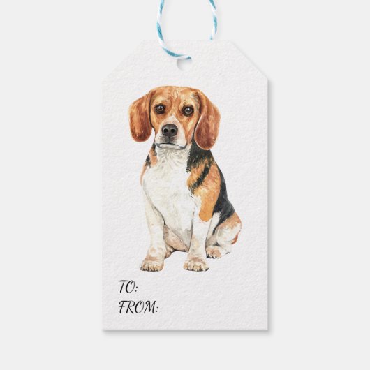 Schattigee Beagle Puppy Hondenfeestcadeaus Cadeaulabel (Achterkant)