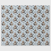 Schattigee Beagle Puppy in Basket Paw Print Cadeaupapier (Vlak)