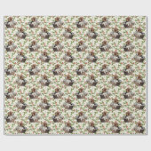 Schattigee Beagle Puppy in Mand Kerst Holly Cadeaupapier (Vlak)