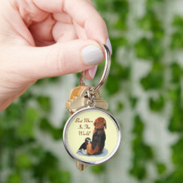 Schattigee beagle puppy knuffelen mama sleutelhanger