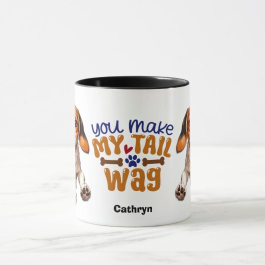 Schattigee Beagle Puppy maak je mijn staart wag Mok (Midden)