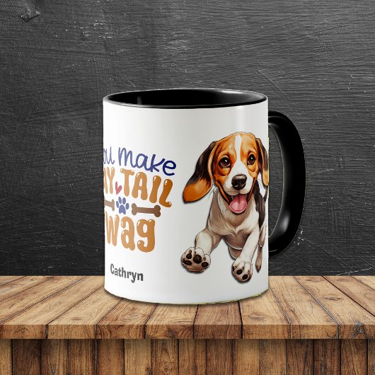 Schattigee Beagle Puppy maak je mijn staart wag Mok