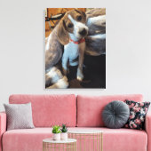 Schattigee Beagle Puppy met harige deken canvas pr Afdruk (Insitu (Woonkamer))