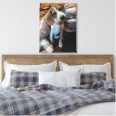 Schattigee Beagle Puppy met harige deken canvas pr Afdruk (Insitu (Slaapkamer))