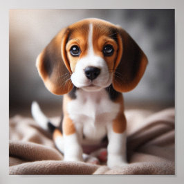 Schattigee beagle puppy met mooie ogen poster