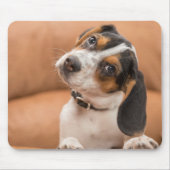 Schattigee Beagle Puppy Quizical Look Mousepad Muismat (Voorkant)